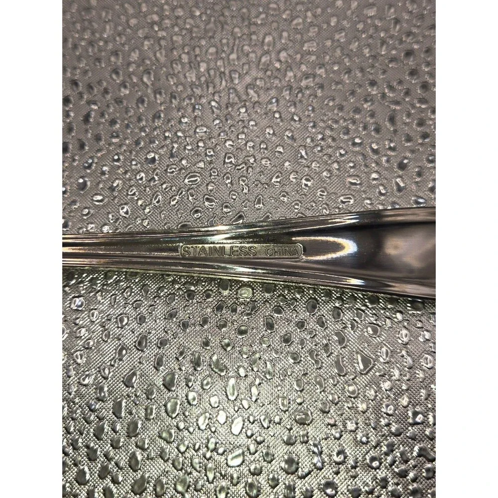Set of 10 Stainless Steel Oval Soup Spoons – Double Line Rim Design – China